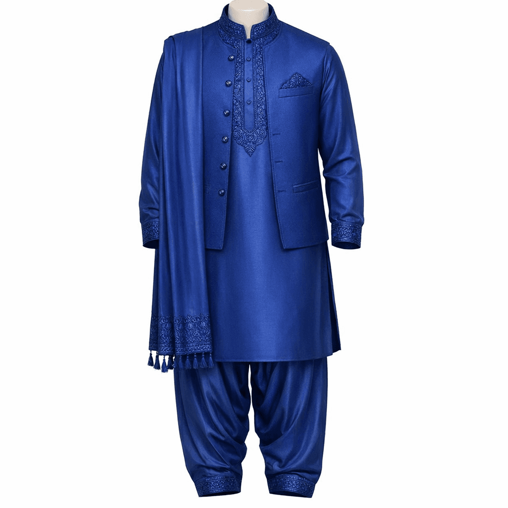 Men's 3PC Suit - Royal Blue Silk
