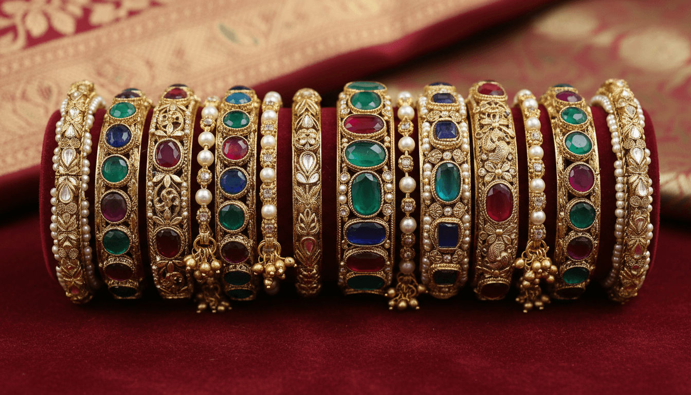 Glass and kundan bangle sets