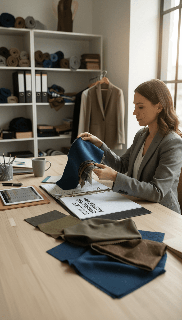 Wholesale buyer organizing bulk order details and product samples