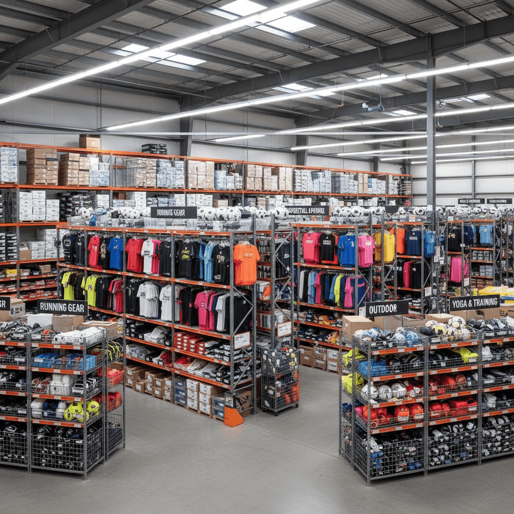 Wholesale bulk inventory of sports gear and apparel