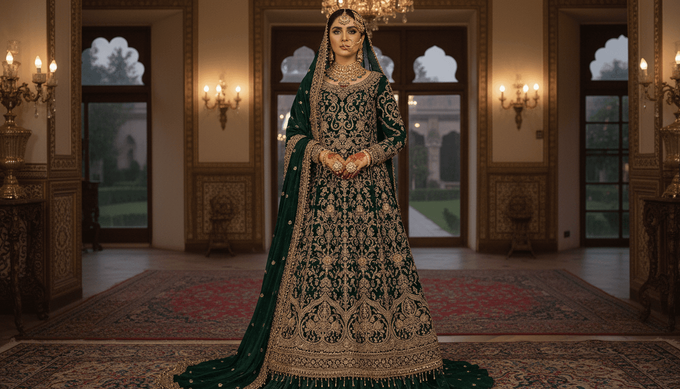 Velvet bridal Pakistani dress